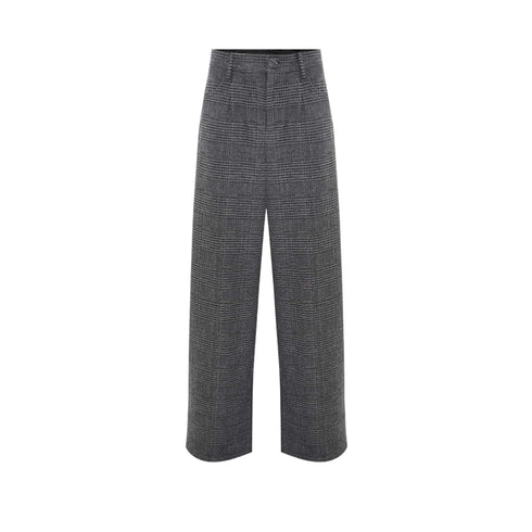 Pantalone Donna con gamba ampia, fantasia all over e passant
